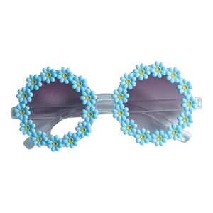 Blue Daisy Round Sunglasses